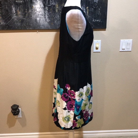 NWT Muse Womens Black Cotton Blend Floral Detailing Sheath Dress- Size 14 - Picture 4 of 13